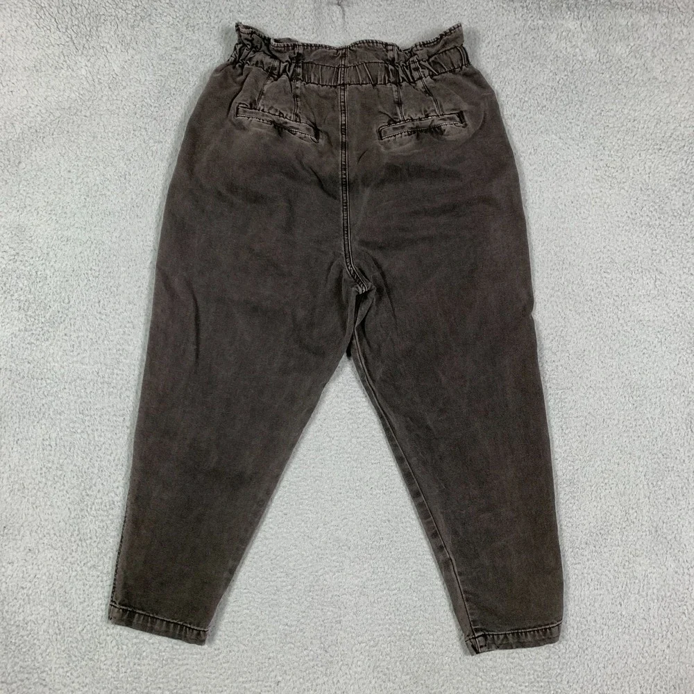 Free People Margate Trouser Womens Medium Brown Pleated Button Fly Paperbag Pant - Picture 5 of 12
